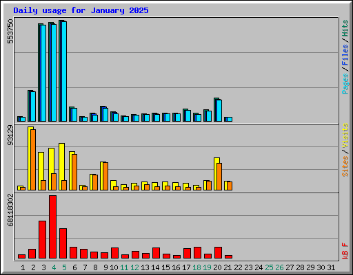 Daily usage for January 2025